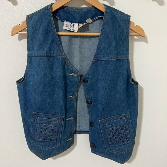 70s VINTAGE Women’s Blue Jean Vest - Picture 1 of 6